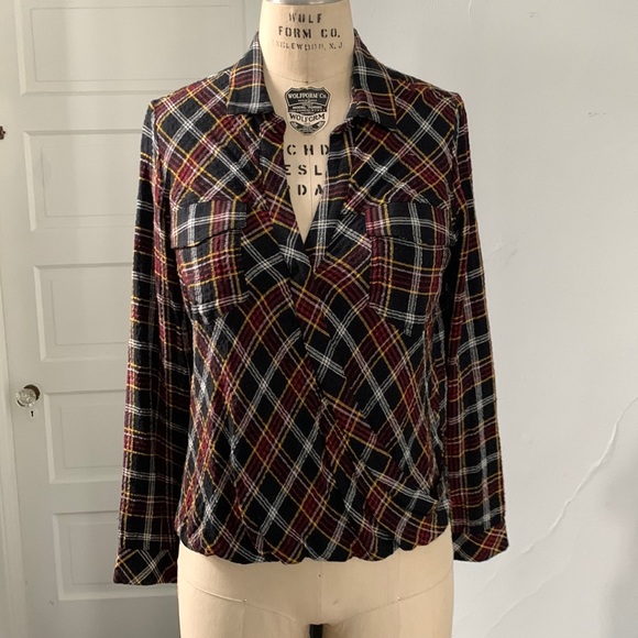 NWOT Splendid Surplice Plaid Top - Picture 1 of 5